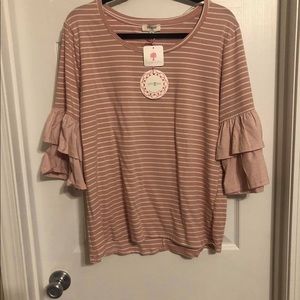 Boutique top with ruffle sleeve